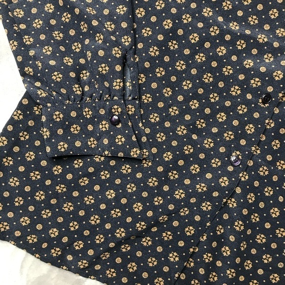 Vintage Rena Rowan for Seville Button Down Long Sleeve Printed Blouse Size 16 - Picture 3 of 10